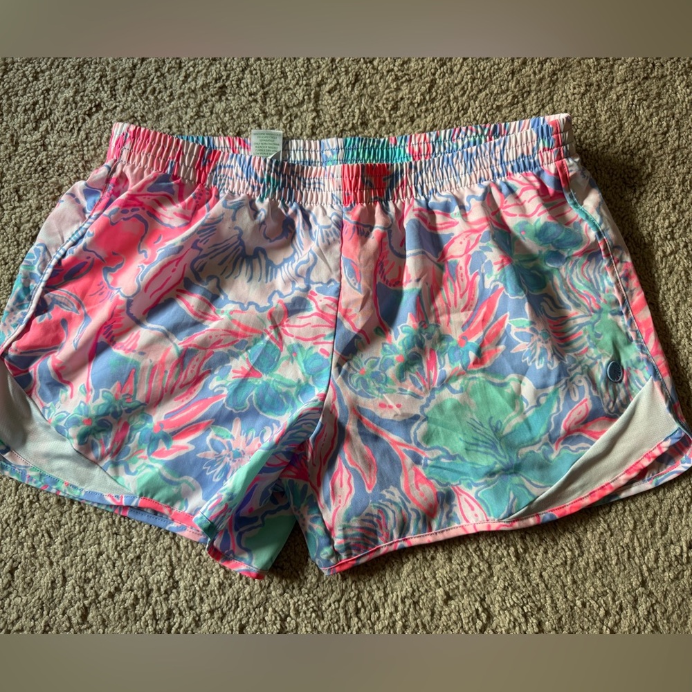 Lilly Pulitzer Pink and Blue Floral Athletic Shorts